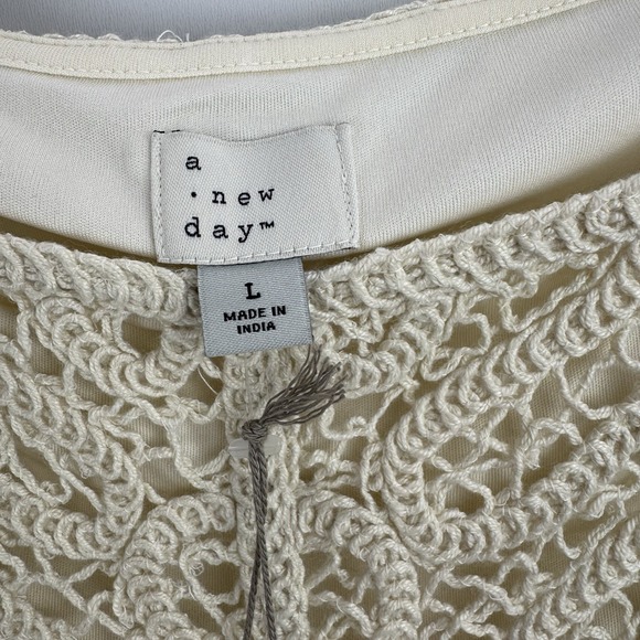Boho Crochet Lace‎ Tank Top Cream A New Day Sleeveless L Lined Romantic Chic NWT - Picture 4 of 9